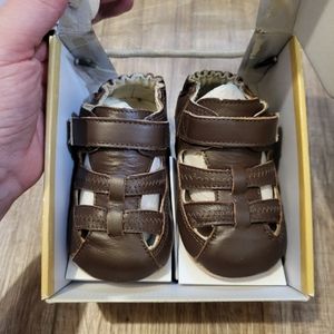 NWT Robeez Mini Shoez Colorblock Sandals Brown 9-12 Months